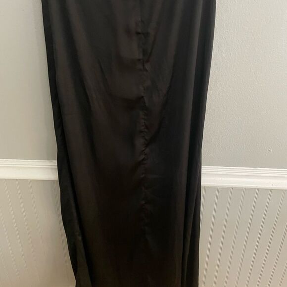 Naked Wardrobe Black Satin Maxi Skirt with Side Slit Small - Picture 8 of 10